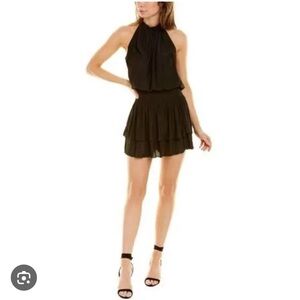 Ramy Brook Macy Gathered Blouson Dress in Black NWT